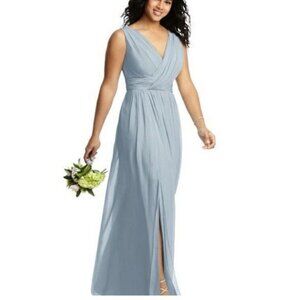 Dessy Collection Formal Dress 18 R Blue MIST 2894 Lux Chiffon V Neck NWT $273